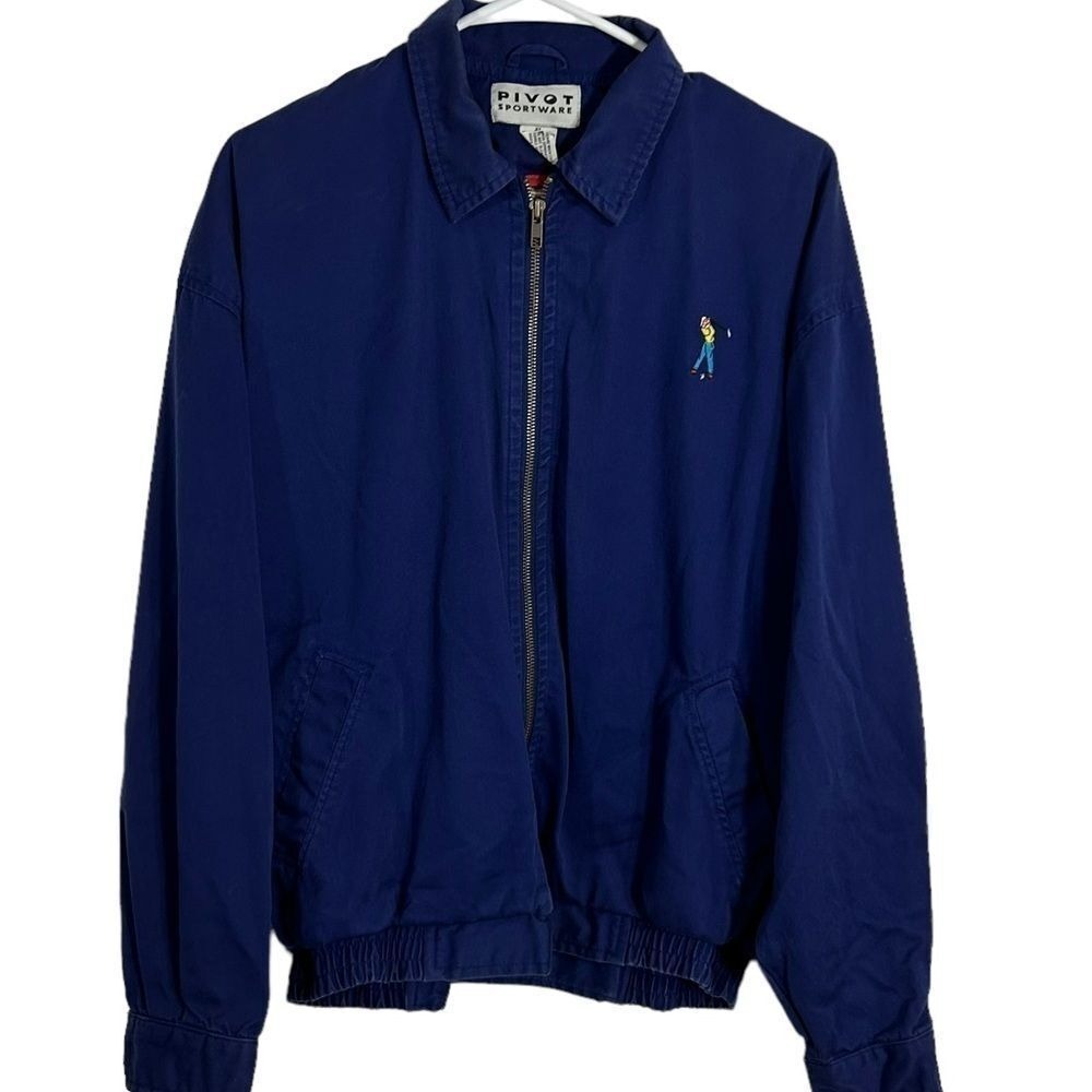 vtg Pivot Sportware Golf Jacket Mens sz XL Embroidered Harrington Grandpa faded
